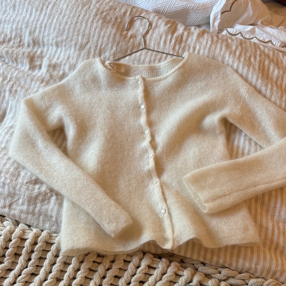 Sezane Cream Button-Up Cardigan